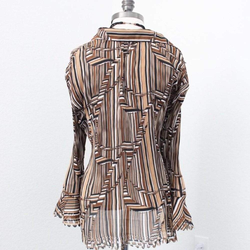 Y2k Vintage Milano grunge pleated sheer long sleeve with scalloped hems - Picture 4 of 8